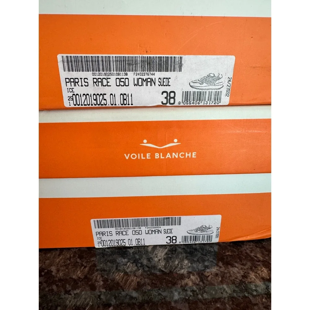 Voile Blanche Paris Race‎ 050 Woman Suede Sneakers Ice Grey 38 7.5 shoes new